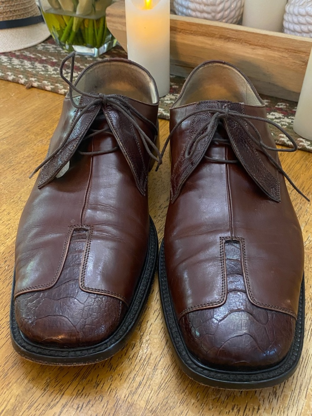 Belvedere genuine Ostrich Oxford made in Florence, Italy